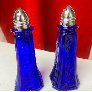 Cobalt Blue Glass Salt and Pepper Shakers